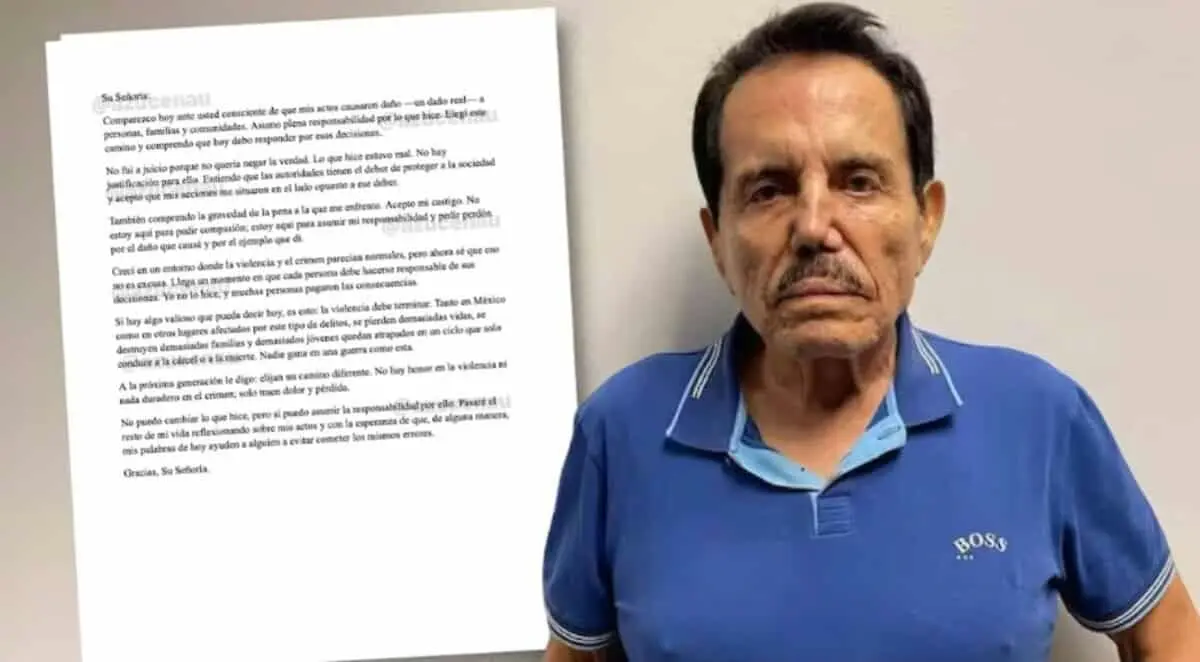  "El Mayo" Zambada leyó una carta en la que asumió su responsabilidad y habló de las consecuencias del crimen. 