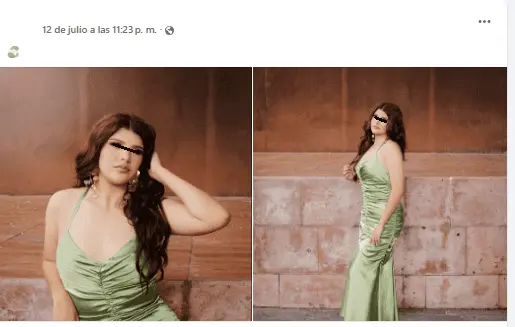 La publicación fue realizada el pasado 12 de julio. En ella, Dafne compartió dos fotografías donde aparece usando un vestido largo de gala de color verde. RRSS.