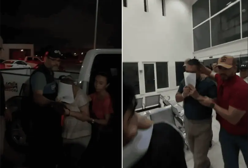 Las im&aacute;genes fueron captadas en Ciudad Madero y muestran la llegada de ambos imputados bajo custodia, mientras un grupo de manifestantes exig&iacute;a justicia por la muerte de Dafne y lanzaba consignas en su contra.