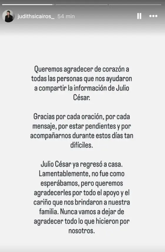 La familia de Julio César confirmó el fallecimiento del joven. Especial