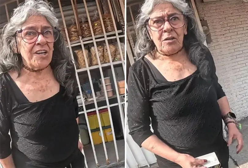 Adulta mayor pelea con repartidor