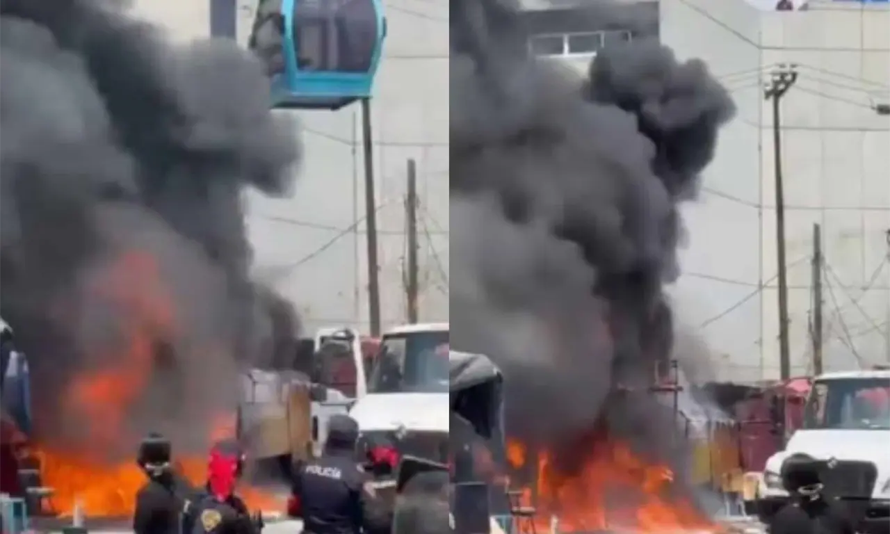  Una falla en la manguera de un cilindro de gas LP provocó un fuerte incendio en Santa Martha Acatitla, donde las llamas alcanzaron dos puestos semifijos. 