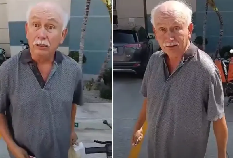 Abuelito amenaza a repartidor por no recibir pago en d&oacute;lares