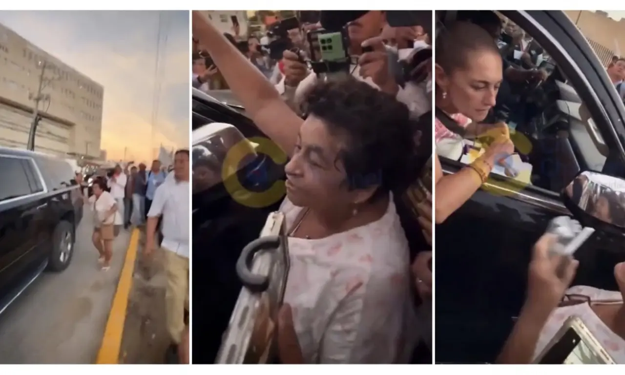  Mujer confronta a Sheinbaum en Tampico y rechaza su saludo: “No, yo no te doy la mano” 