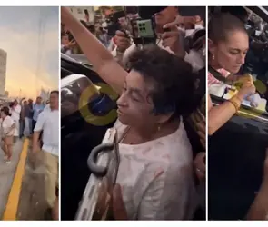 Mujer confronta a Sheinbaum en Tampico y rechaza su saludo: "No, yo no te doy la mano"