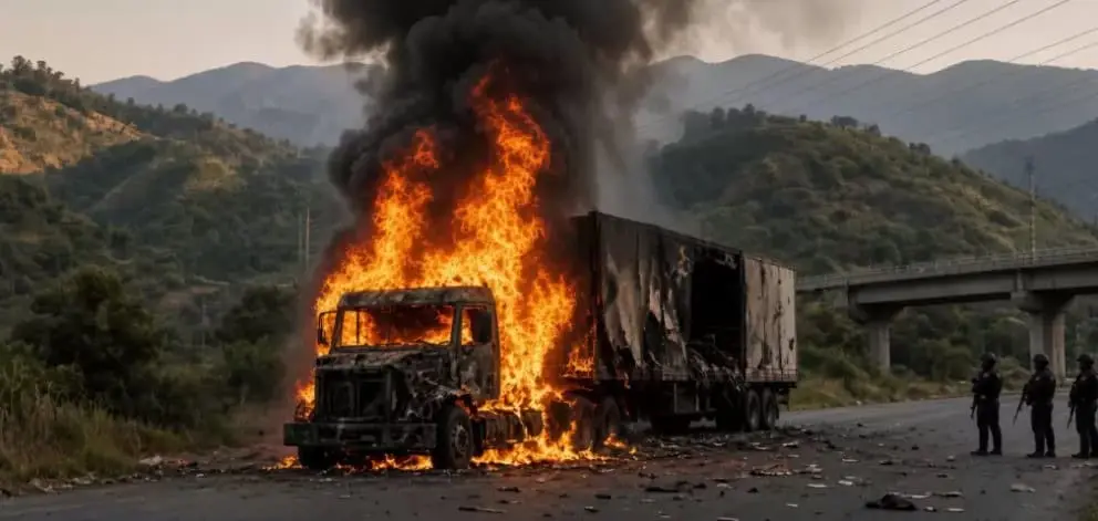 La quema de vehículos provocó bloqueos en distintas carreteras de Michoacán tras las detenciones realizadas durante el operativo. Especial