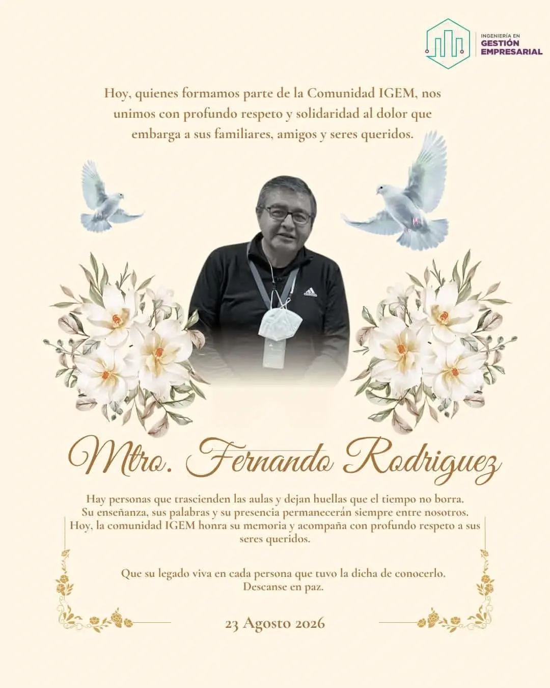 Despiden al profesor Fernando Rodríguez Especial