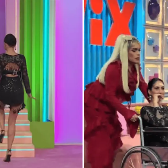 Cynthia Ur&iacute;as sufre fuerte ca&iacute;da en LCDLF y reaparece en silla de ruedas