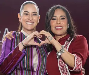 Simey Olvera, senadora de Morena presenta a imitadora de Sheinbaum durante su segundo informe