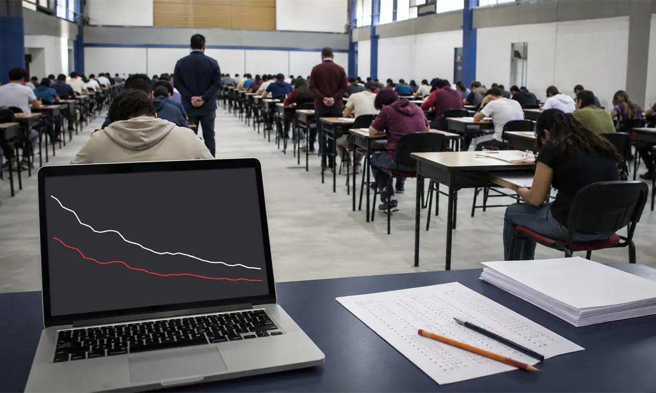 Las gráficas muestran que los resultados altos disminuyeron en el examen de control de la UNAM y volvieron a rangos cercanos a los registrados entre 2021 y 2025. 