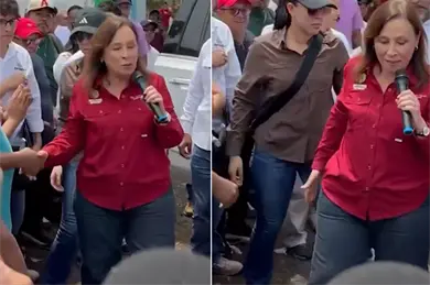 ¿Desprecio a un trabajador? Rocío Nahle se limpia la mano después de saludarlo ¿Desprecio a un trabajador? Rocío Nahle se limpia la mano después de saludarlo