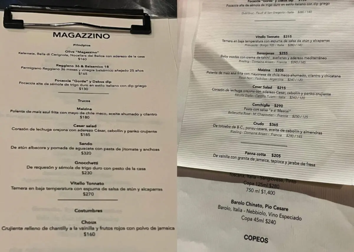 El costo de comer en Magazzino depende de los platillos, bebidas y vinos que elijan los comensales. Especial