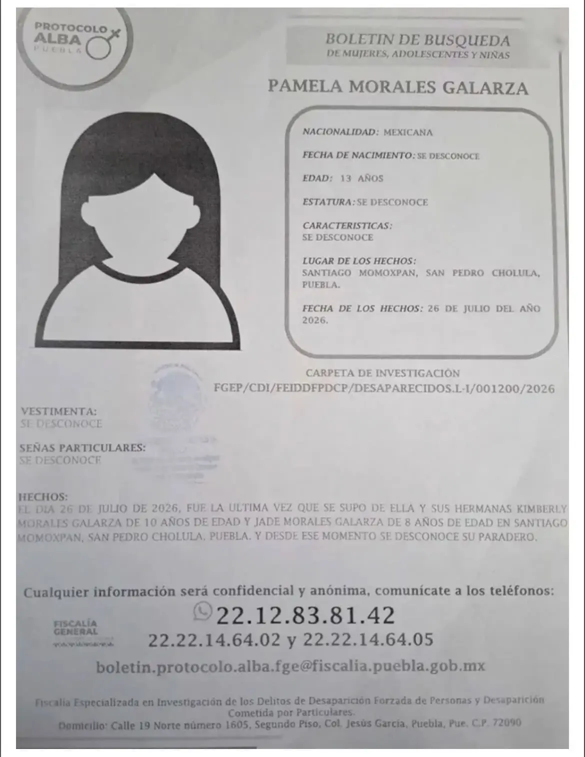 La familia creía que las niñas estaban protegidas X