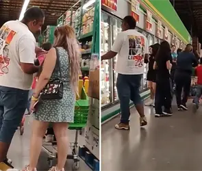 Familia prueba un helado con los dedos y lo devuelve en una Bodega Aurrerá Familia prueba un helado con los dedos y lo devuelve en una Bodega Aurrerá