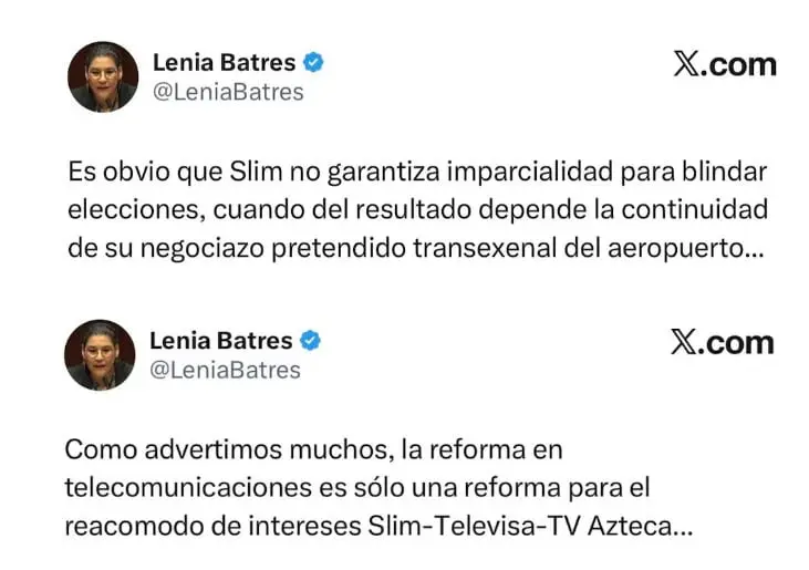 Entre 2012 y 2014, Batres utilizó Twitter para cuestionar diferentes aspectos relacionados con Slim, desde su influencia económica hasta temas regulatorios y electorales. RRSS.