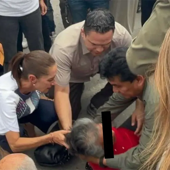 Sheinbaum rompe protocolo de seguridad para ayudar a una mujer que se desmayó tras su evento en San Luis Potosí