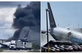 As&iacute; fue el momento en que un avi&oacute;n de Amazon se sali&oacute; de la pista y se incendi&oacute; en Miami