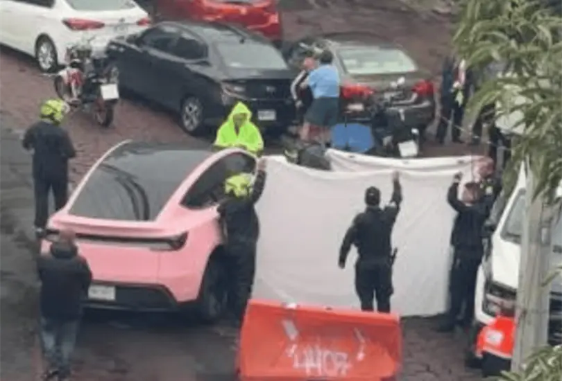 Alejandro Rodríguez Claudio, de 34 años, circulaba en una motocicleta cuando ocurrió el impacto con el Tesla Model 3 rosa. Alejandro Rodríguez Claudio, de 34 años, circulaba en una motocicleta cuando ocurrió el impacto con el Tesla Model 3 rosa.
