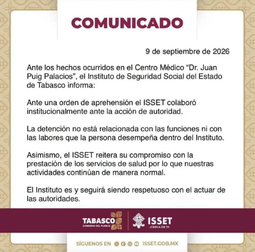ISSET asegura que la captura no está relacionada con su trabajo Especial
