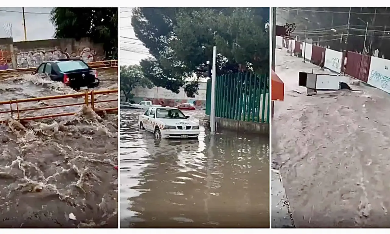  Lluvias en Ecatepec: corrientes arrastran vehículos y dejan avenidas bajo el agua 