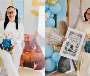 Con fiesta de Ratatouille y viaje a Par&iacute;s, Sandra Cuevas celebra los 5 a&ntilde;os de su oso "Daniell"