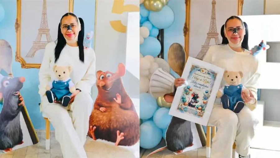 Con fiesta de Ratatouille y viaje a Par&iacute;s, Sandra Cuevas celebra los 5 a&ntilde;os de su oso "Daniell"