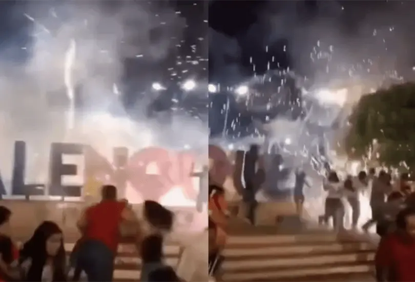 Videos captaron el momento en que algunos artefactos pirot&eacute;cnicos explotaron cerca del p&uacute;blico, provocando momentos de tensi&oacute;n entre los asistentes.