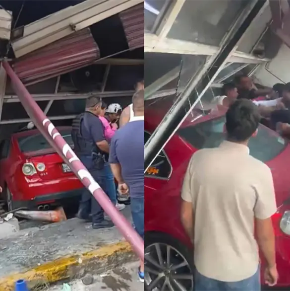 VIDEO: Auto termina dentro de una panader&iacute;a en Naucalpan tras perder el control; vecinos golpean al conductor