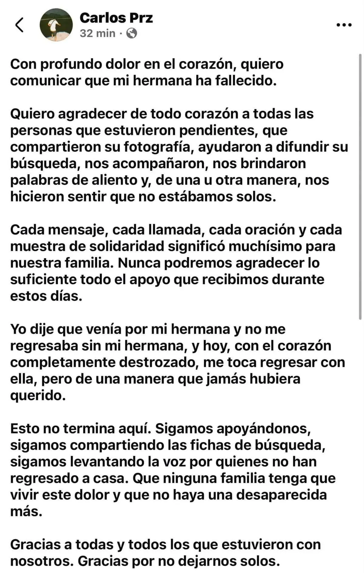 Familia agradece apoyo para localizar a Karla Margarita Especial