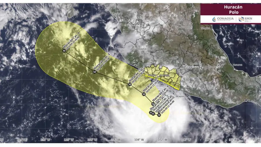 Hurac&aacute;n Polo se intensifica a categor&iacute;a 2: Sheinbaum alerta por lluvias y fuerte oleaje en el Pac&iacute;fico