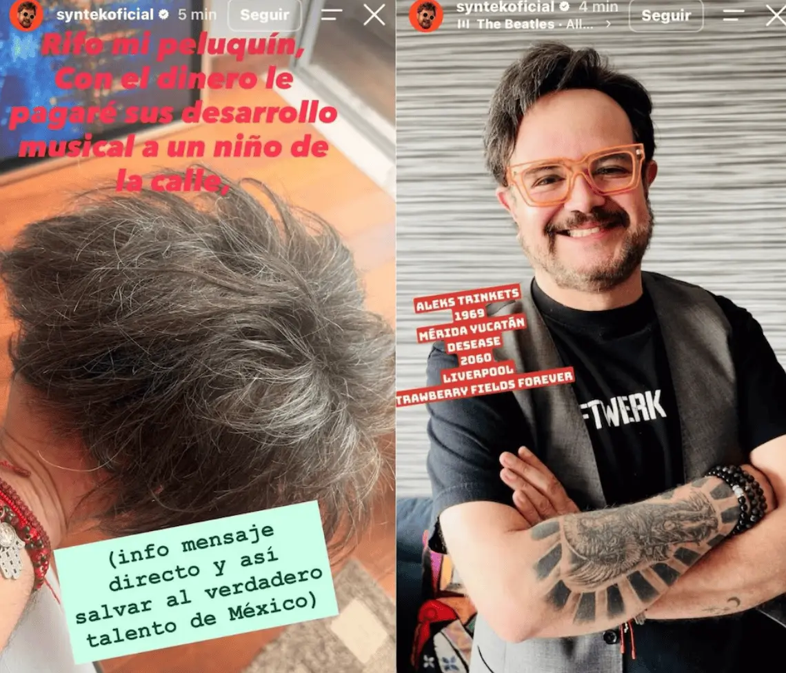 El cantante ofrece su peluquín a cambio de donativos para el desarrollo musical de un niño en situación de calle Especial