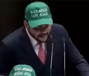 Con gorra pro Trump, diputado priista estalla contra Morena: "morenarcos"