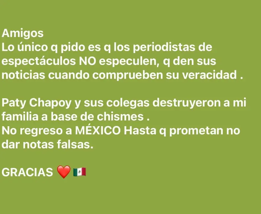 Mensaje de Aleks Syntek Instagram