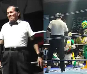 Captan los &uacute;ltimos momentos del r&eacute;feri "El B&uacute;ho" antes de morir por el martinete del "Hijo de Fishman"