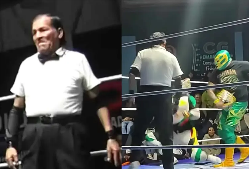 Las im&aacute;genes muestran lo ocurrido dentro del ring antes de que el r&eacute;feri quedara tendido sobre la lona.