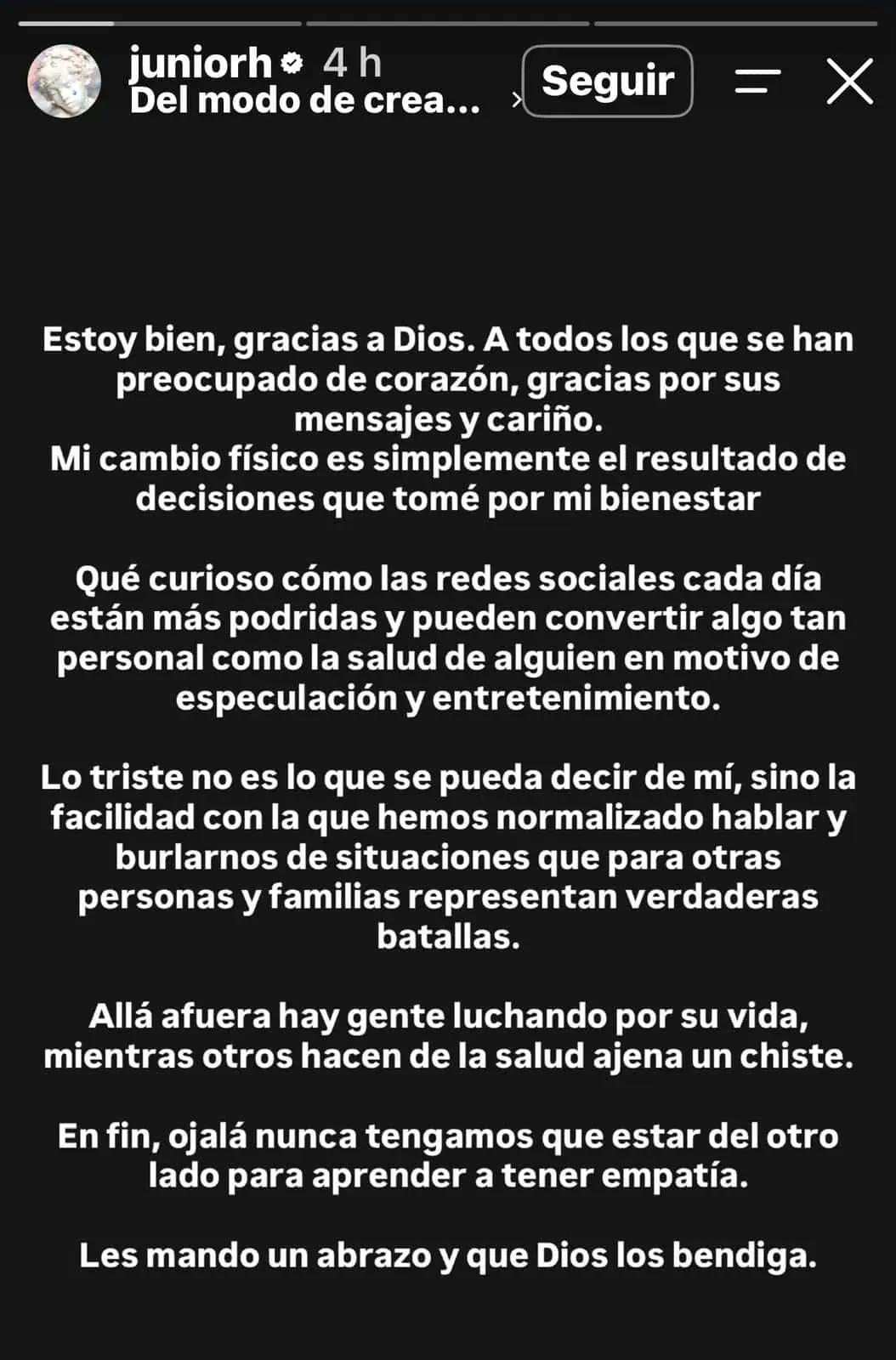 Junior H desmiente caso de VIH Instagram