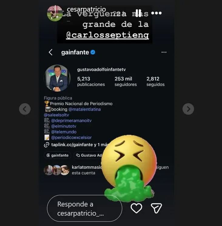 Hijo de César Bono contra Gustavo Adolfo Infante Redes sociales