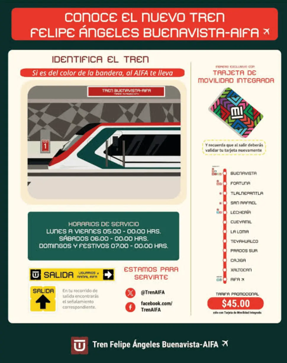 ¿Cuáles son los horarios del Tren Felipe Ángeles? X