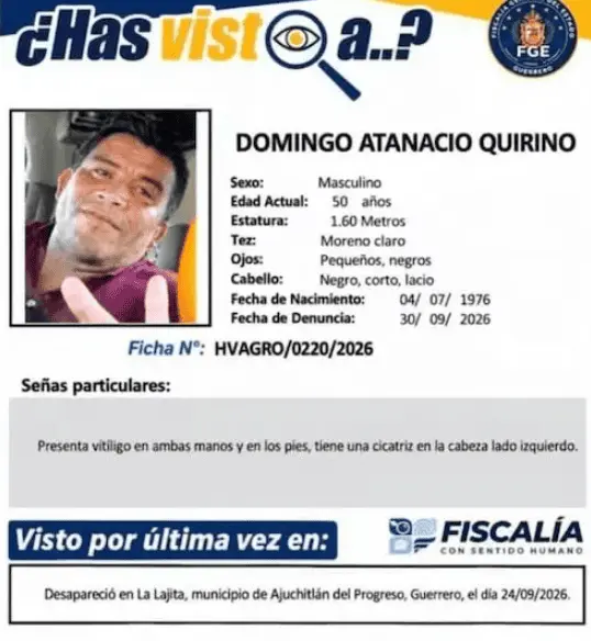 Domingo Atanacio Quirino es un campesino originario de la región de Ajuchitlán del Progreso, Guerrero. RRSS.