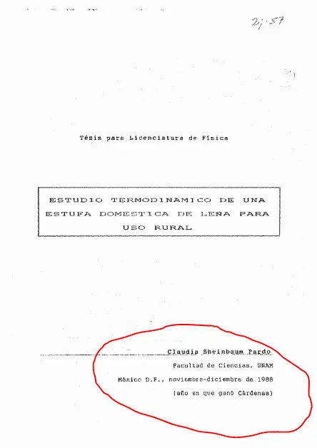La frase es significativa porque no se limita a registrar el año de elaboración del trabajo, sino que incorpora una valoración sobre el resultado electoral. Tesis UNAM.